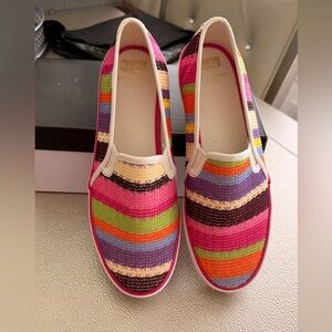 Kate Spade Keds Multicolor Striped Slip-On Sneakers Sz. 9 ♠️